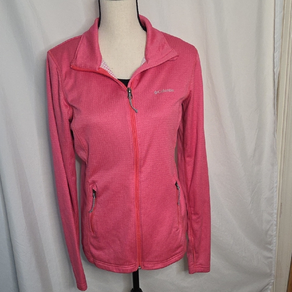 Columbia Women's Park View Grid Lightweight Full Ziip Pink  Fleece Jacket - Picture 2 of 8